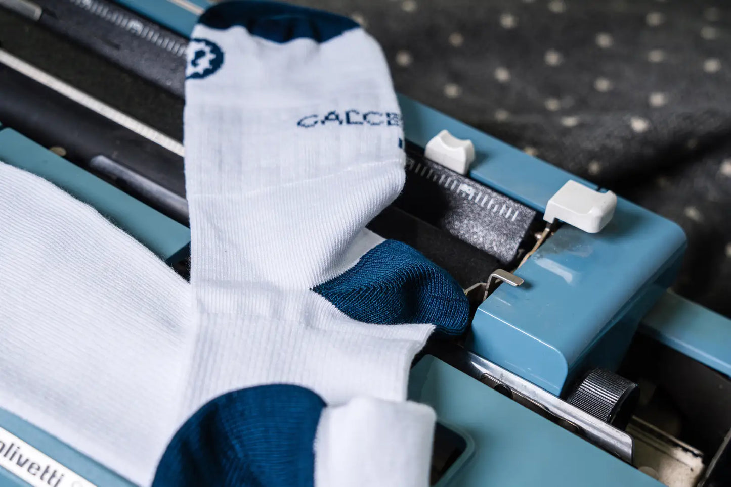 Medias de compresión estilo calcetines aire retro, blanco con rayas azules
