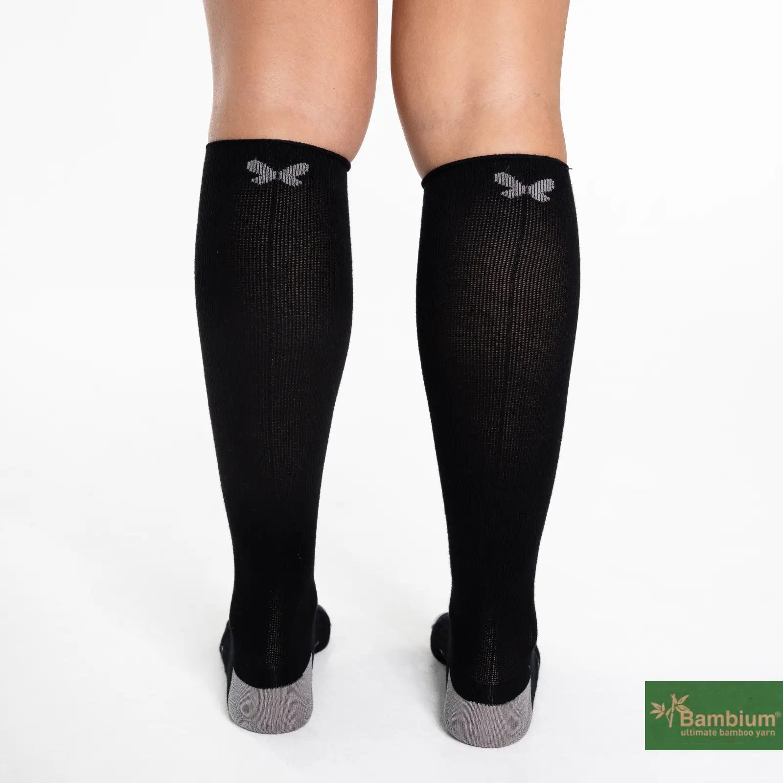 Calcetines largos de compresión de fibra de bambú para hombre, calcetín  informal de negocios, color negro