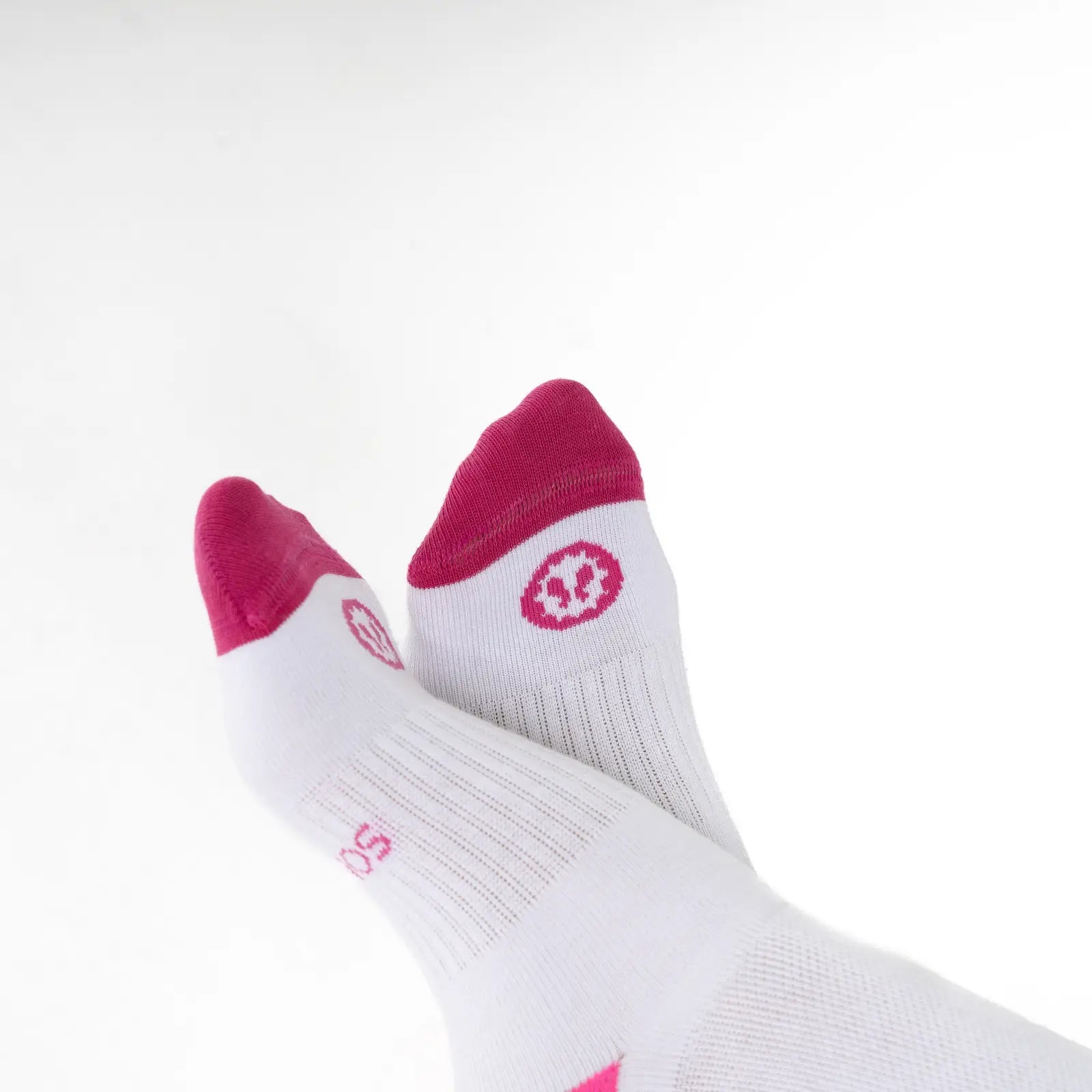 Calcetines de compresión para trabajar todo el día de pie, color blanco y rosa y material algodón